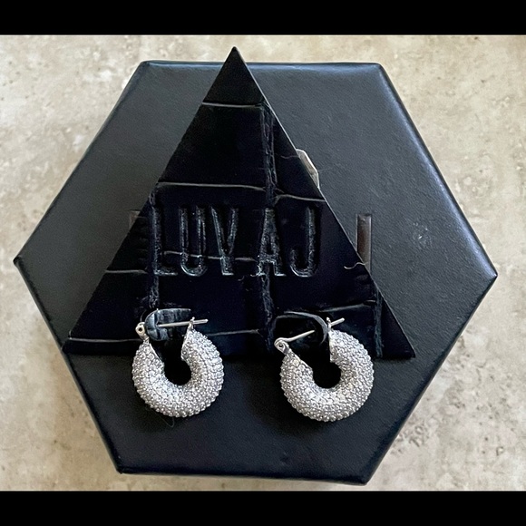 💎NWT LUV AJ PAVE MINI DONUT HOOPS- SILVER💎 - Picture 5 of 8